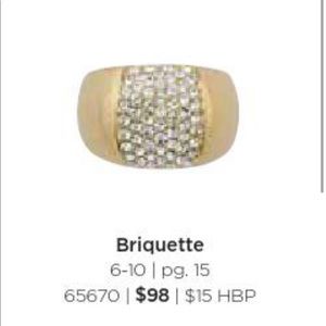 Lia sophia gold briquette ring with crystals/stones